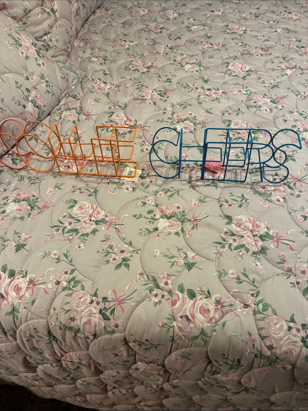 New With Tags-'CHEERS' and 'COFFEE- Orange & Teal Neon Wire Words